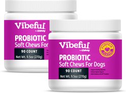 Vibeful Probiotic Bites Pumpkin Flavored Soft Chews Digestive Supplement for Dogs, 180 count bundle