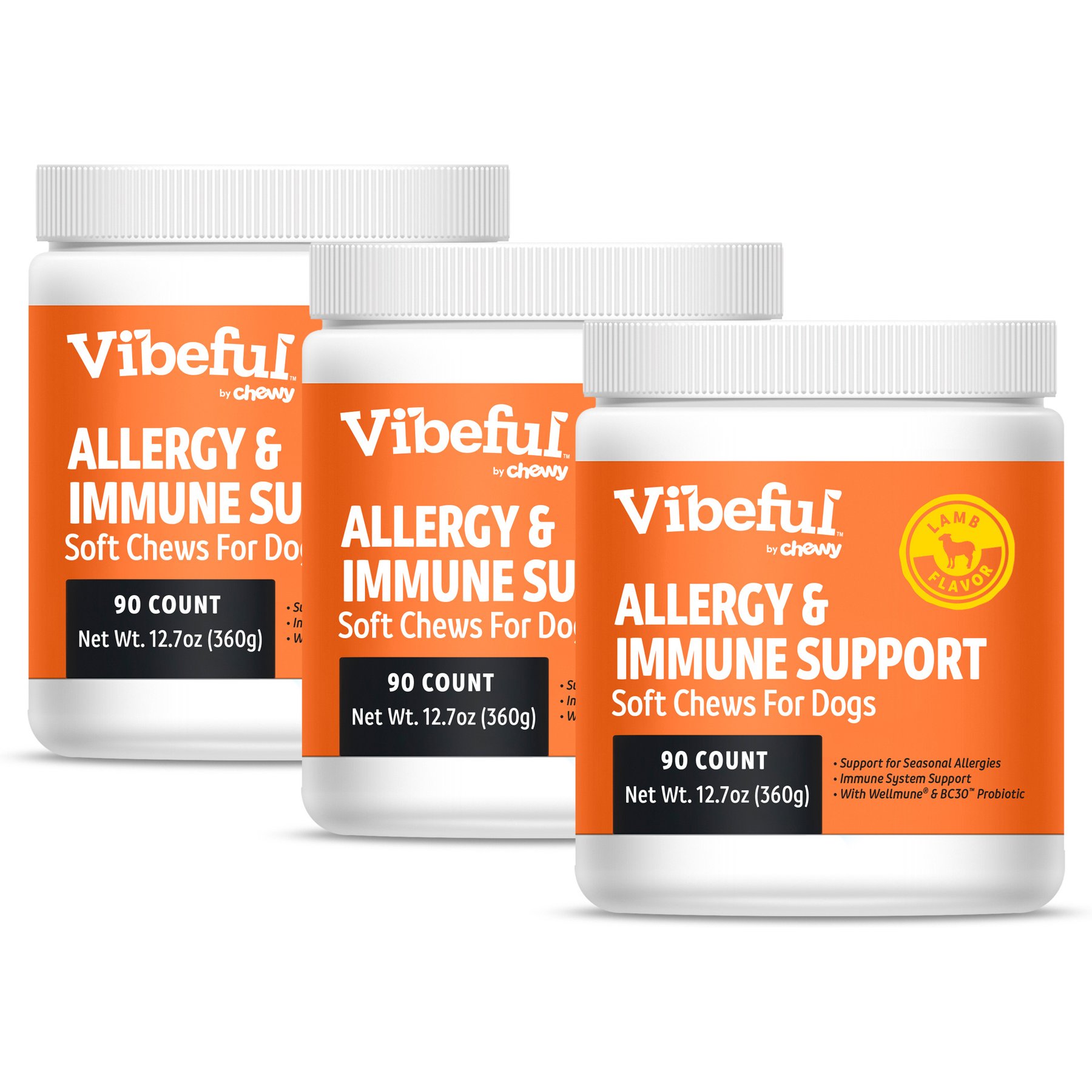 Vibeful Allergy & Immune Support Lamb Flavored Soft Chews Allergy & Immune Supplement for Dogs, 270 count bundle