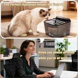 ONIZOOMI Smart Stainless Steel Bowl Automatic Cat & Dog Water Fountain, Black, 12-Cup slide 2 of 9