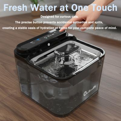 Show full view: ONIZOOMI Smart Stainless Steel Bowl Automatic Cat & Dog Water Fountain, Black, 12-Cup slide 4 of 12