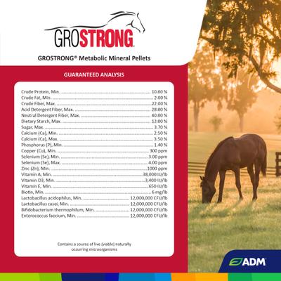 Show full view: ADM GroSTRONG Metabolic Mineral Pellets Low Sugar Low Starch Horse Feed, 40-lb bag slide 3 of 8