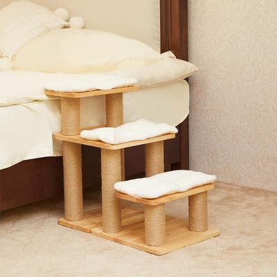 Show full view: FUKUMARU 2-in-1 Wooden Dog & Cat Stairs with Scratching Post, Brown, Large slide 5 of 7