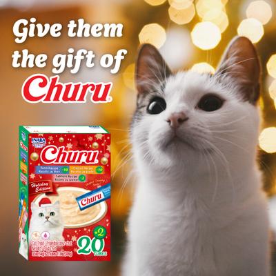 Show full view: Inaba Churu Holiday Tuna & Chicken Variety Pack Grain-Free Lickable Cat Treats, 0.5-oz tube, 22 count slide 5 of 9
