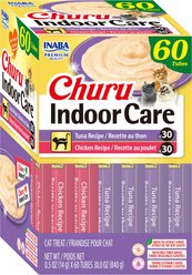 Inaba Churu Indoor Care Tuna & Chicken Variety Creamy Puree Grain-Free Lickable Cat Treats, 0.5-oz tube, 60 count