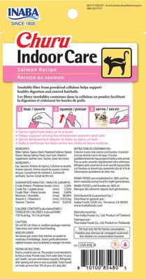 Show full view: Inaba Churu Indoor Care Salmon Recipe Creamy Puree Grain-Free Lickable Cat Treats, 0.5-oz tube, 24 count slide 3 of 7