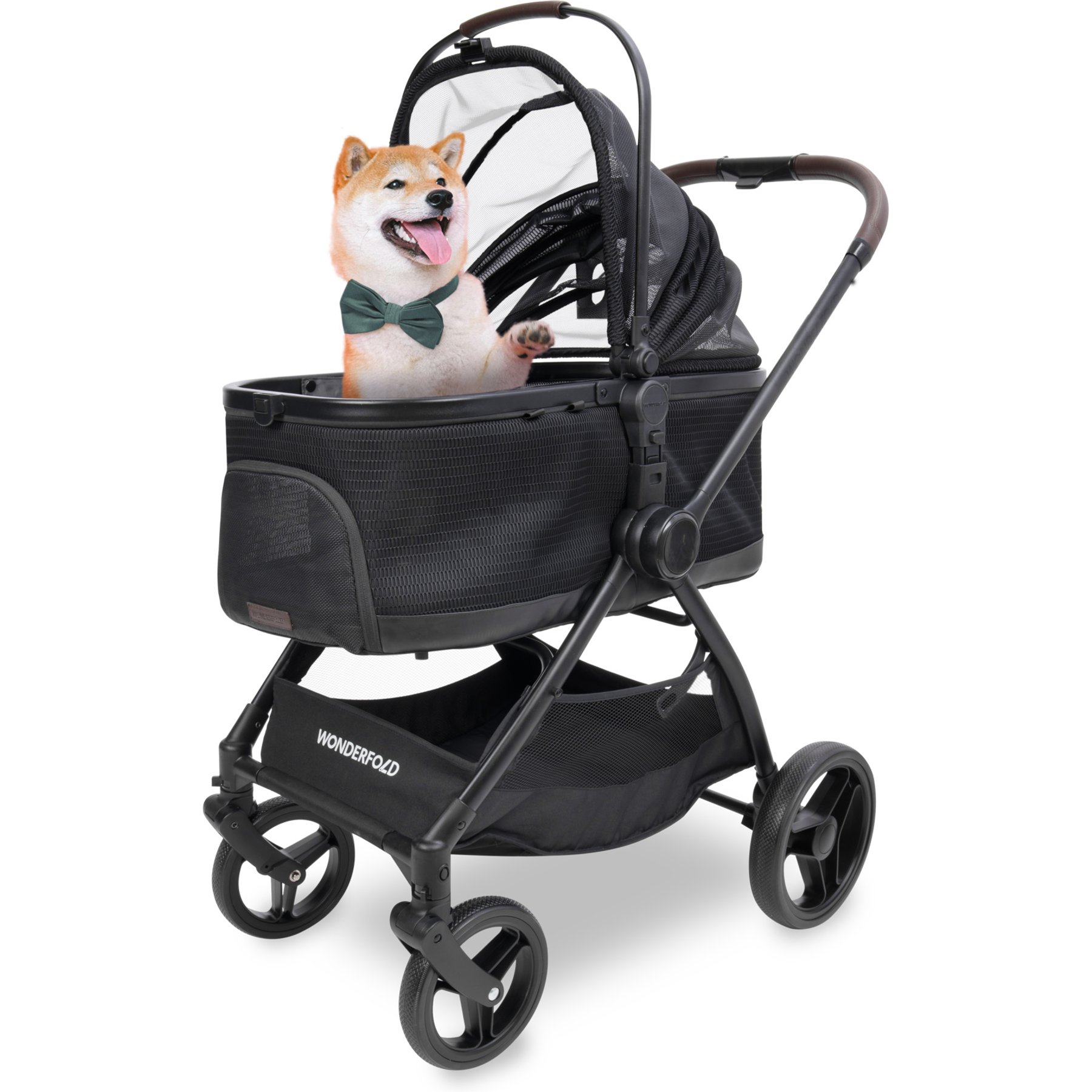 Wonderfold Buddy 2-in-1 Convertible Dog Stroller, Black