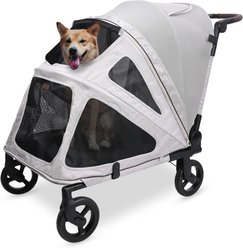 Wonderfold Hudson Flat Fold Dog Stroller, Light Gray, Medium