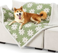 Lesure Waterproof Calming Double-Sided Jacquard Shag & Soft Sherpa Fleece Furniture Protector Dog & Cat Blanket, Green, Large