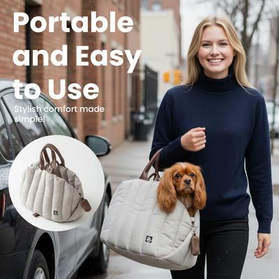 Show full view: PawsPik Tote-Style 3-in-1 Pet Carrier, Travel Bed & Car Seat, Sandstone, Medium slide 4 of 10
