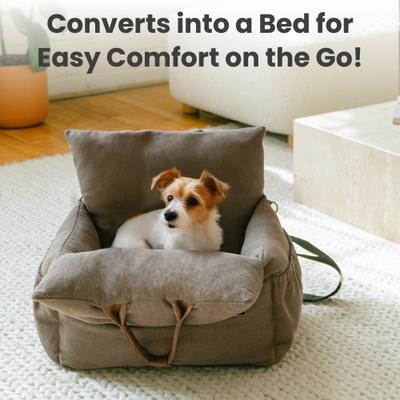 Show full view: PawsPik Convertible Plush 3-in-1 Pet Carrier, Travel Bed & Car Seat, Chestnut Brown, Medium slide 8 of 11