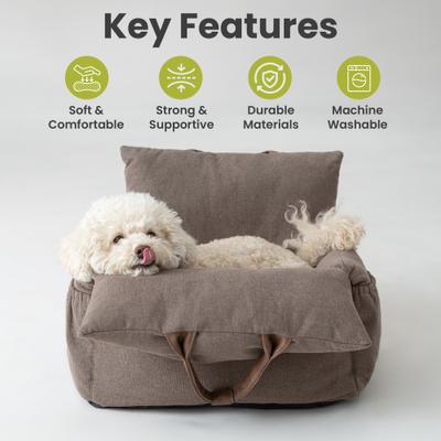Show full view: PawsPik Convertible Plush 3-in-1 Pet Carrier, Travel Bed & Car Seat, Chestnut Brown, Medium slide 3 of 11