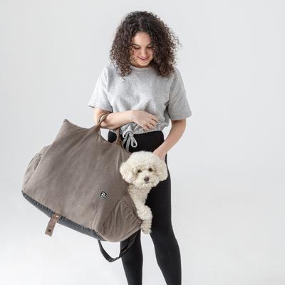 Show full view: PawsPik Convertible Plush 3-in-1 Pet Carrier, Travel Bed & Car Seat, Chestnut Brown, Medium slide 6 of 11