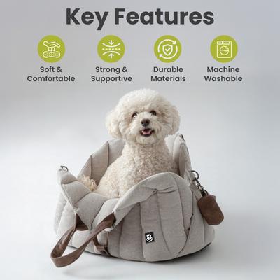 Show full view: PawsPik Tote-Style 3-in-1 Pet Carrier, Travel Bed & Car Seat, Sandstone, Medium slide 2 of 10