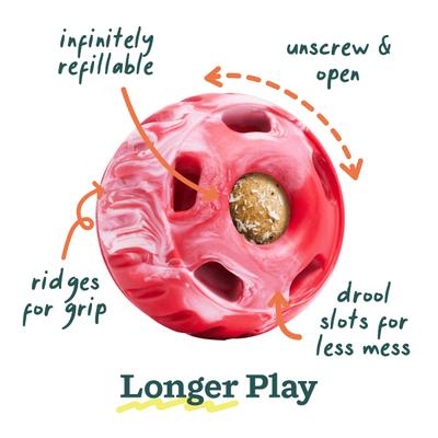 Woof Holiday Pupsicle Long Lasting Interactive Treat Dispensing Dog Toy for Boredom & Low Mess Design, Candy Cane Red