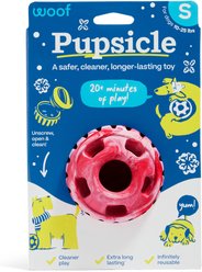 Woof Christmas Holiday Pupsicle Long Lasting Interactive Treat Dispensing Dog Toy for Boredom & Low Mess Design, Candy Cane Red, Small