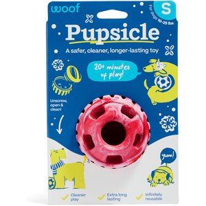Woof Holiday Pupsicle Long Lasting Interactive Treat Dispensing Dog Toy for Boredom & Low Mess Design, Candy Cane Red