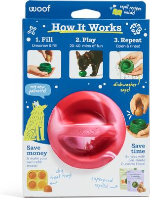 Show full view: Woof Christmas Holiday Pupsicle Long Lasting Interactive Treat Dispensing Dog Toy for Boredom & Low Mess Design, Candy Cane Red, Small slide 2 of 8