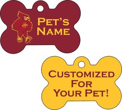 ShopInstaPets Bone 2 Sided Customized Dog Id Tag, Maroon, Iowa State Cyclones
