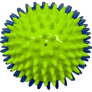 Nerf Dog Translucent TPR 3-Part Spike LED & Squeak Dog Ball Toy, Blue/Green, 2.7-in