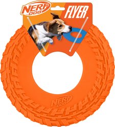 Nerf Dog TPR Tire Flyer Dog Flying-Discs Toy, Orange, 10-in