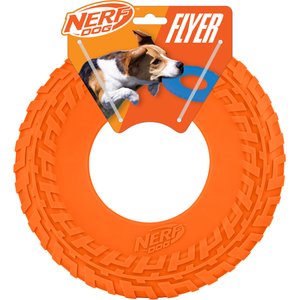 Nerf Dog TPR Tire Flyer Dog Flying-Discs Toy, Orange, 10-in