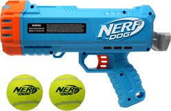Nerf Dog Gift Set Card Compact Blaster & 2.5-in Non-Squeak Tennis Ball Dog Launchers Toy, Light Blue/Orange/Gray/Yellow, 12-in, 2 count slide 2 of 6