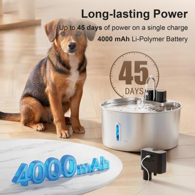 Show full view: Casfuy PWL-009 Wireless Smart 3 Water Modes Stainless Steel Dog Water Fountain, 237-oz slide 4 of 9