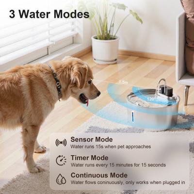 Show full view: Casfuy PWL-009 Wireless Smart 3 Water Modes Stainless Steel Dog Water Fountain, 237-oz slide 2 of 9