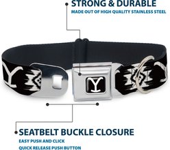 Buckle-Down Paramount Network Yellowstone Dutton Ranch & Native American Icons Metal Seatbelt Buckle Polyester Dog Collar, Black, Medium: 11 to 16.5-in neck, 1-in wide slide 2 of 9