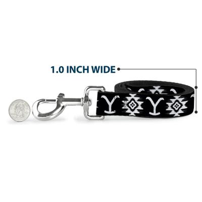 Show full view: Buckle-Down Paramount Network Yellowstone Dutton Ranch & Native American Icons Black Polyester Dog Leash, Black, 6-ft long, 1-in wide slide 6 of 7