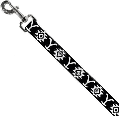 Show full view: Buckle-Down Paramount Network Yellowstone Dutton Ranch & Native American Icons Black Polyester Dog Leash, Black, 6-ft long, 1-in wide slide 3 of 7