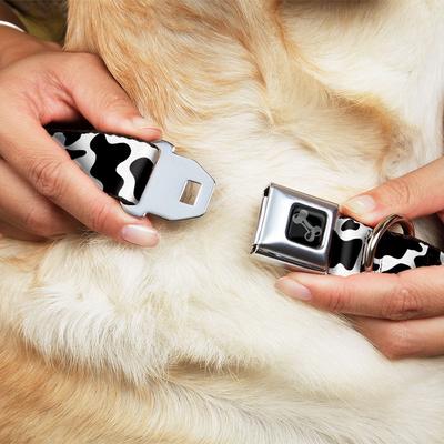 Show full view: Buckle-Down Metal Seatbelt Buckle Cow Pattern Print Polyester Dog Collar, White/Black, Wide Large: 20 to 31-in neck, 1.5-in wide slide 8 of 9