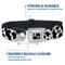 Show in main carousel: Buckle-Down Metal Seatbelt Buckle Cow Pattern Print Polyester Dog Collar, White/Black, Wide Large: 20 to 31-in neck, 1.5-in wide slide 4 of 9