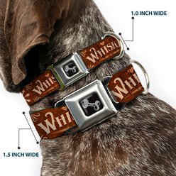 Buckle-Down Metal Seatbelt Buckle Western Whiskey Heart Repeat Polyester Dog Collar, Brown/Tan, Small: 9.5 to 13-in neck, 1-in wide slide 2 of 9