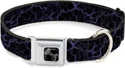 Buckle-Down Metal Seatbelt Buckle Polyester Dog Collar, Marble Black/Purple, Large: 15 to 24-in neck, 1-in wide