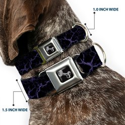 Buckle-Down Metal Seatbelt Buckle Polyester Dog Collar, Marble Black/Purple, Large: 15 to 24-in neck, 1-in wide slide 2 of 9