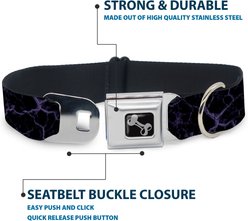 Buckle-Down Metal Seatbelt Buckle Polyester Dog Collar, Marble Black/Purple, Small: 9.5 to 13-in neck, 1-in wide slide 2 of 9