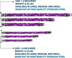 Buckle-Down Metal Seatbelt Buckle Hibiscus Collage Print Polyester Dog Collar, Purple, Medium: 11 to 16.5-in neck, 1-in wide slide 2 of 9