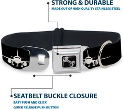 Buckle-Down Metal Seatbelt Buckle Airplane Silhouette Print Polyester Dog Collar, Black/White, Wide Large: 20 to 31-in neck, 1.5-in wide slide 2 of 9