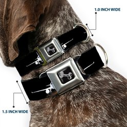 Buckle-Down Metal Seatbelt Buckle Airplane Silhouette Print Polyester Dog Collar, Black/White, Wide Medium: 16 to 23-in neck, 1.5-in wide slide 2 of 9