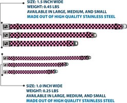 Buckle-Down Metal Seatbelt Buckle Checker Print Polyester Dog Collar, Black/Baby Pink, Large: 15 to 24-in neck, 1-in wide slide 2 of 9
