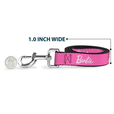 Show full view: Buckle-Down Mattel Barbie Script Signature Logo Polyester Dog Leash, Pink/White, 4-ft long, 1.5-in wide slide 5 of 6