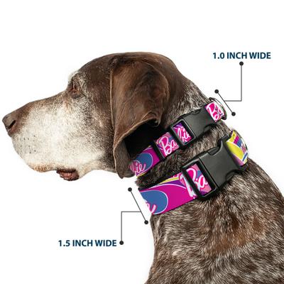 Show full view: Buckle-Down Mattel Barbie Script Signature Logo Abstract Plastic Buckle Polyester Dog Collar, Medium: 11 to 16.5-in neck, 1-in wide slide 2 of 9