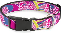 Buckle-Down Mattel Barbie Script Signature Logo Abstract Plastic Buckle Polyester Dog Collar, Medium: 11 to 16.5-in neck, 1-in wide