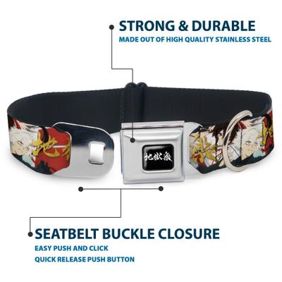 Show full view: Buckle-Down Crunchyroll Hells Paradise Gabimaru & Sagiri Title Pose & Logo Metal Seatbelt Buckle Polyester Dog Collar, Red, Wide Large: 20 to 31-in neck, 1.5-in wide slide 4 of 9