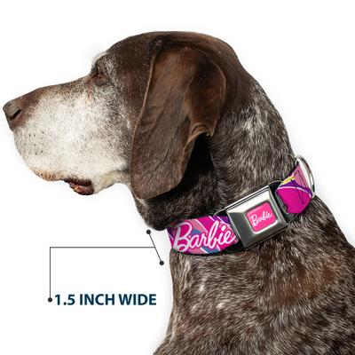 Show full view: Buckle-Down Mattel Barbie Script Signature Logo Abstract Metal Seatbelt Buckle Polyester Dog Collar, Wide Medium: 16 to 23-in neck, 1.5-in wide slide 8 of 10