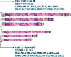 Buckle-Down Mattel Barbie Script Signature Logo Abstract Metal Seatbelt Buckle Polyester Dog Collar, Wide Medium: 16 to 23-in neck, 1.5-in wide slide 2 of 9