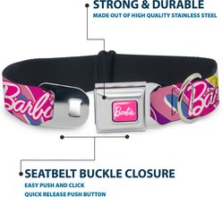 Buckle-Down Mattel Barbie Script Signature Logo Abstract Metal Seatbelt Buckle Polyester Dog Collar, Medium: 11 to 16.5-in neck, 1-in wide slide 2 of 9