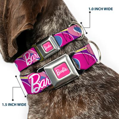 Show full view: Buckle-Down Mattel Barbie Script Signature Logo Abstract Metal Seatbelt Buckle Polyester Dog Collar, Wide Medium: 16 to 23-in neck, 1.5-in wide slide 3 of 10
