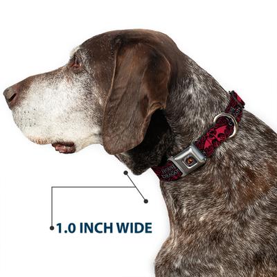 Show full view: Buckle-Down House of the Dragon with Dragon Icon Metal Seatbelt Buckle Polyester Dog Collar, Black/Red/White, Large: 15 to 24-in neck, 1-in wide slide 6 of 9